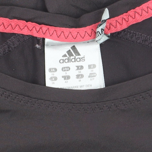 Adidas Womens Black Short Sleeve Slim Fit Sports T-Shirt Size 10