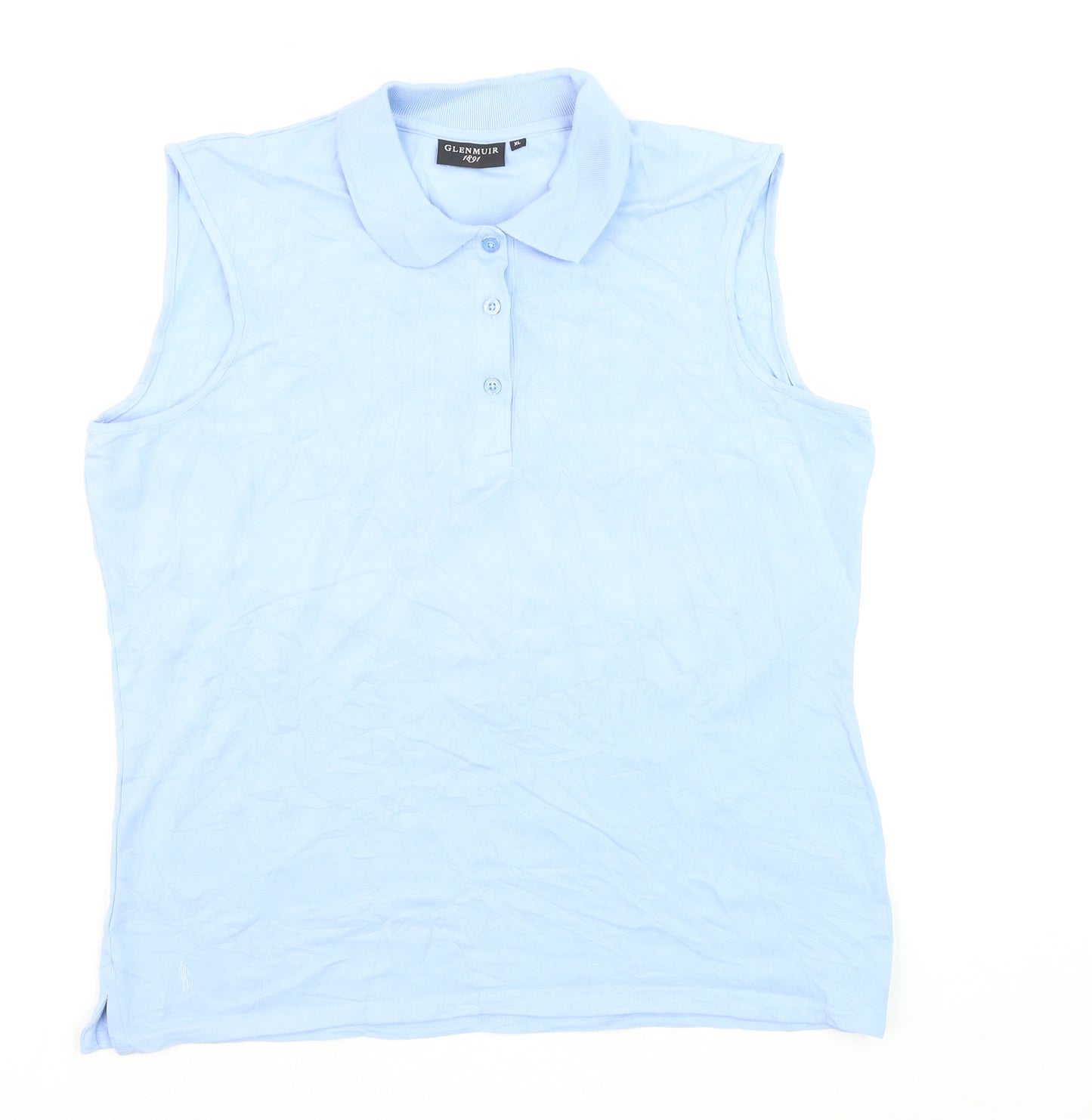 Glenmuir Womens Blue Sleeveless Polo Shirt XL Cotton Blend