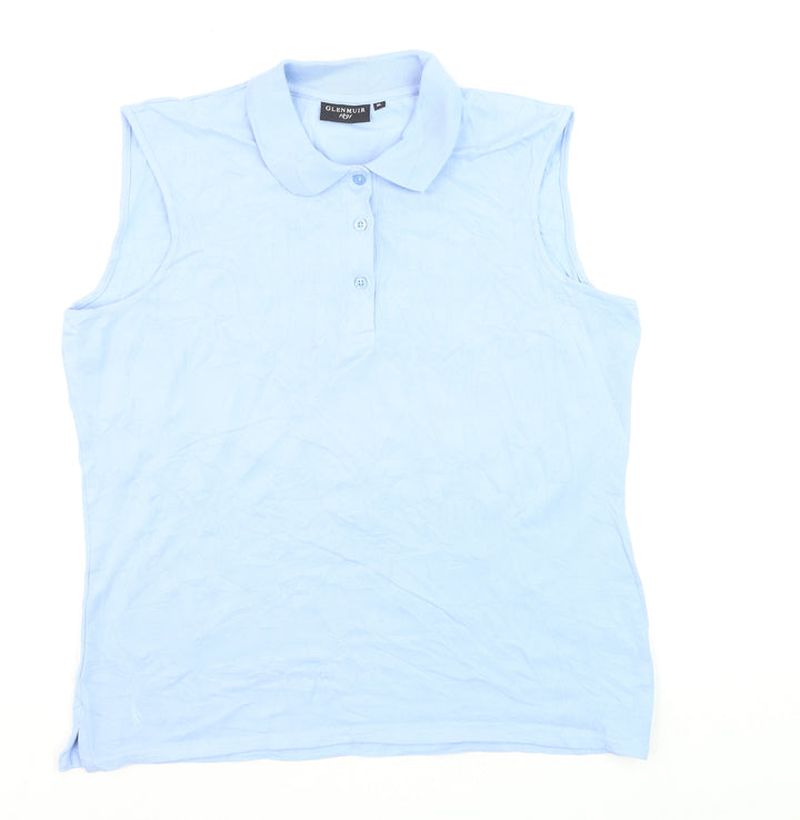 Glenmuir Womens Blue Sleeveless Polo Shirt XL Cotton Blend