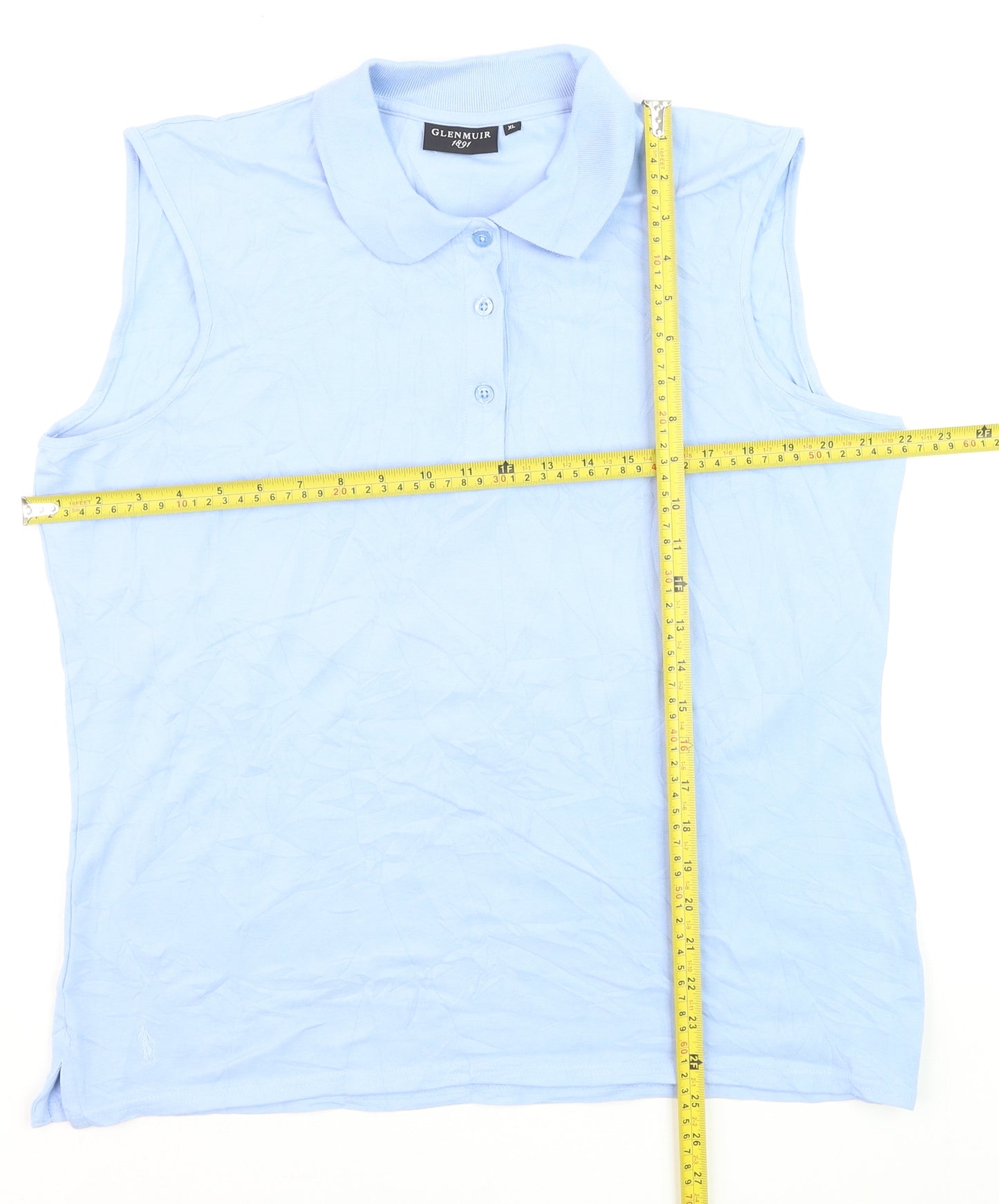 Glenmuir Womens Blue Sleeveless Polo Shirt XL Cotton Blend