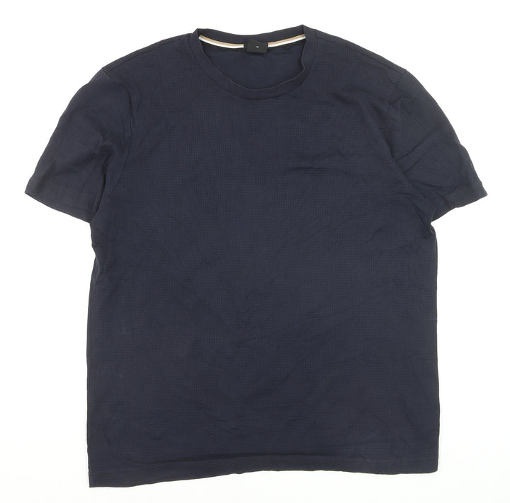 BOSS Men's Navy Blue XL Mercerised Cotton Crew Neck T-Shirt