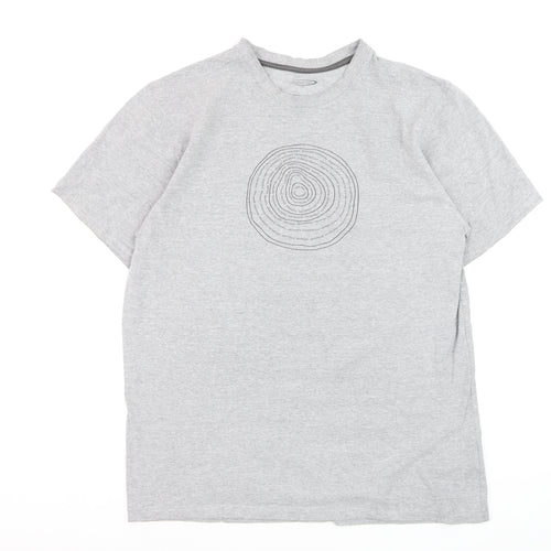 Mountainlife Men's Grey Graphic Print Crew Neck Cotton T-Shirt M