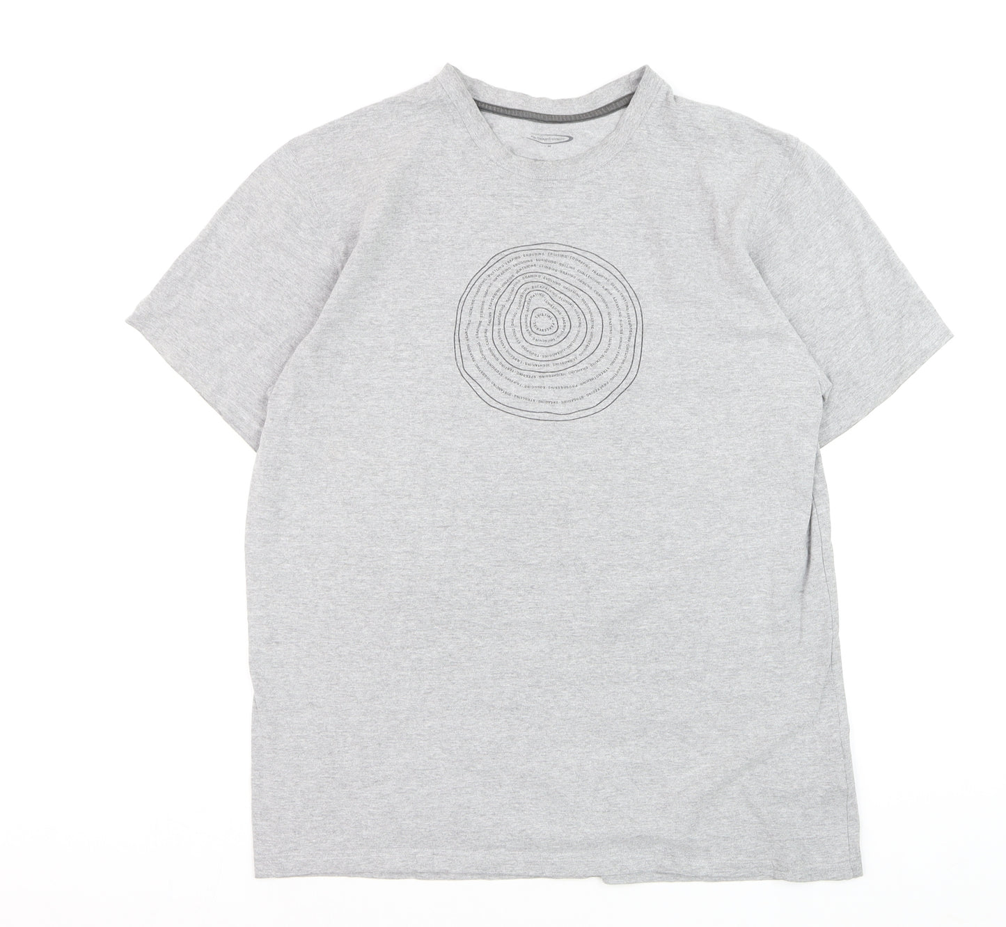 Mountainlife Men's Grey Graphic Print Crew Neck Cotton T-Shirt M