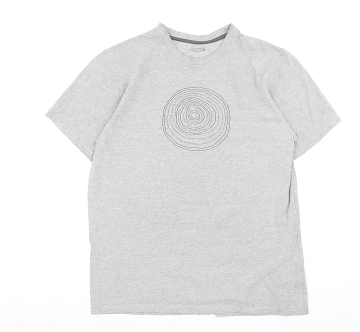 Mountainlife Men's Grey Graphic Print Crew Neck Cotton T-Shirt M