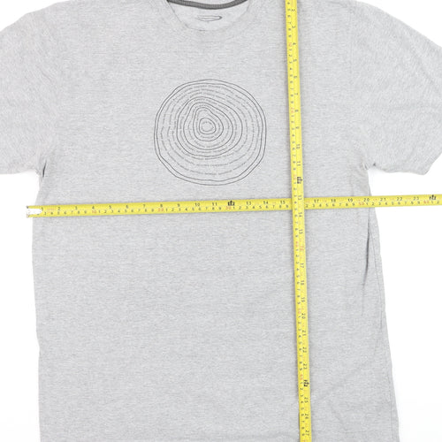 Mountainlife Men's Grey Graphic Print Crew Neck Cotton T-Shirt M