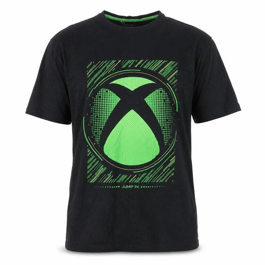 Front view of F&F Xbox Black Green Graphic Men's 2XL Short Sleeve T-Shirt