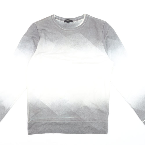 River Island Men's Grey Ombre Geometric Pullover Sweatshirt M
