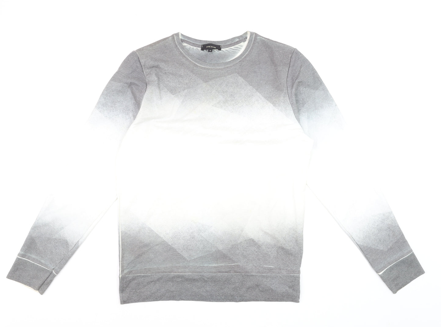 River Island Men's Grey Ombre Geometric Pullover Sweatshirt M