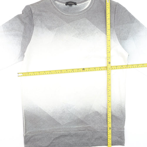 River Island Men's Grey Ombre Geometric Pullover Sweatshirt M