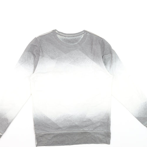 River Island Men's Grey Ombre Geometric Pullover Sweatshirt M