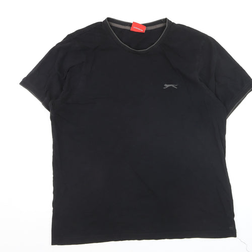 Slazenger Men's Black Crew Neck Cotton T-Shirt Size L
