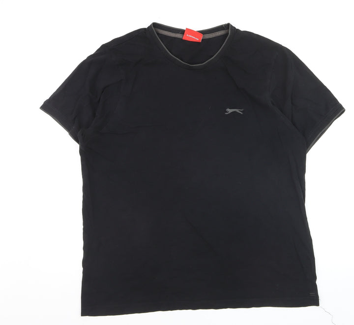 Slazenger Men's Black Crew Neck Cotton T-Shirt Size L