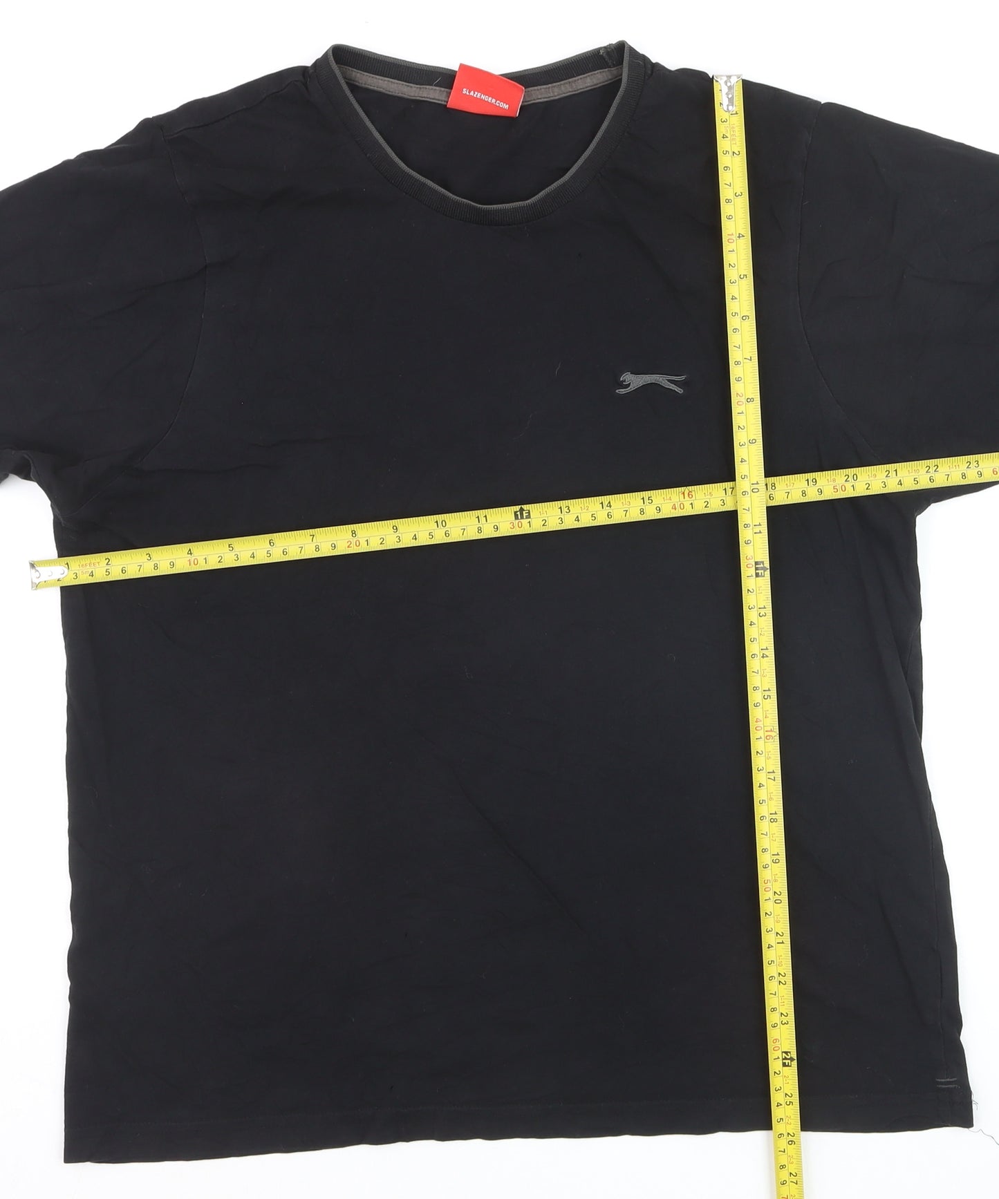 Slazenger Men's Black Crew Neck Cotton T-Shirt Size L