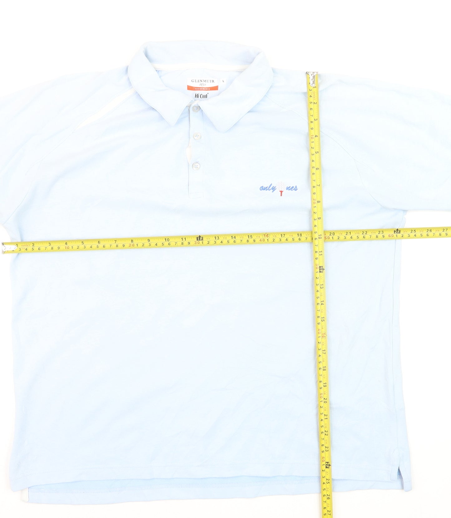 Glenmuir 1891 Men's Light Blue Collared Performance Polo T-Shirt Size L