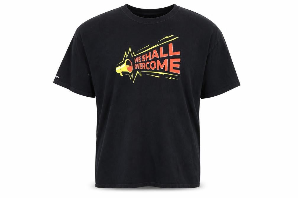 Philosophy Football Men's Black Graphic T-Shirt XXL We Shall Overcome