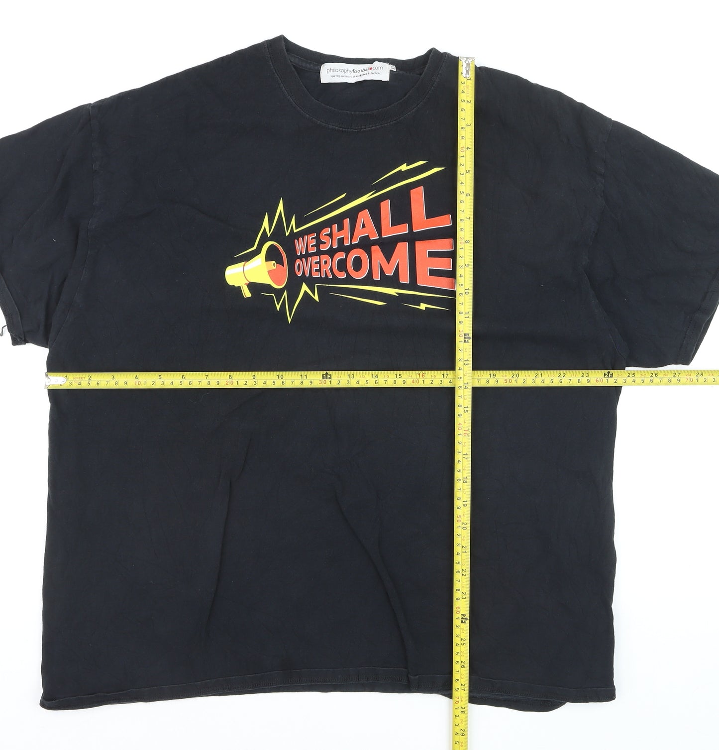 Philosophy Football Men's Black Graphic T-Shirt XXL We Shall Overcome