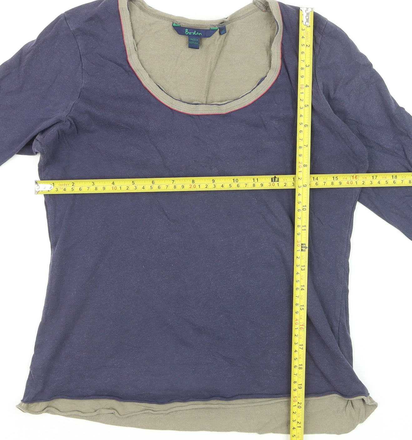 Boden Women’s Blue Long Sleeve Cotton Jersey Top Size 12