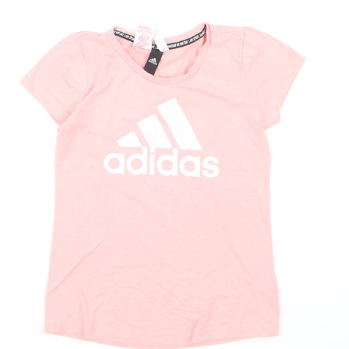 Adidas Girls Pink Logo Short Sleeve Cotton T-Shirt 12 Years
