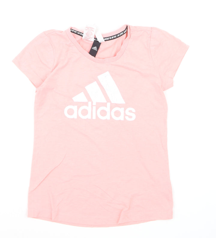 Adidas Girls Pink Logo Short Sleeve Cotton T-Shirt 12 Years