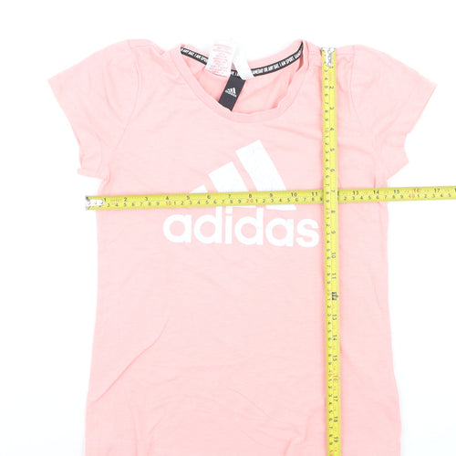 Adidas Girls Pink Logo Short Sleeve Cotton T-Shirt 12 Years