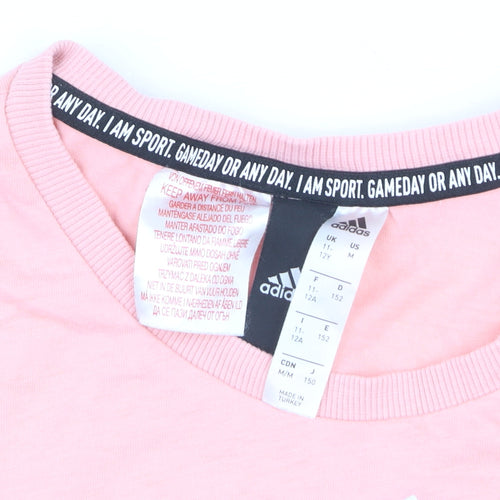 Adidas Girls Pink Logo Short Sleeve Cotton T-Shirt 12 Years