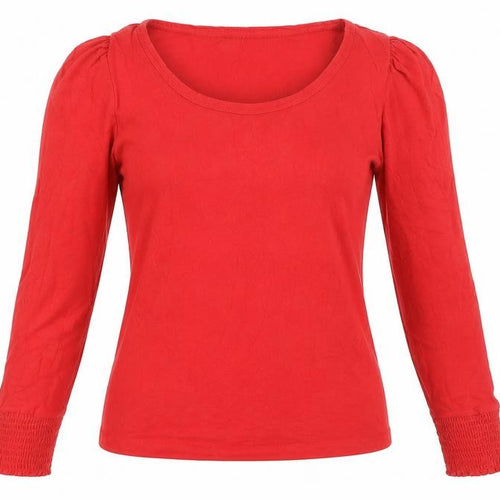 Mango Women's Red Long Sleeve Cotton Basic Blouse XS