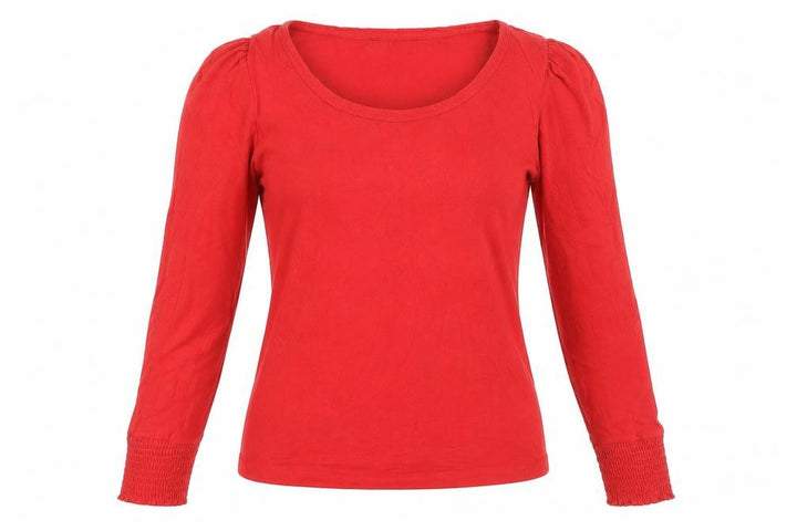 Mango Women's Red Long Sleeve Cotton Basic Blouse XS
