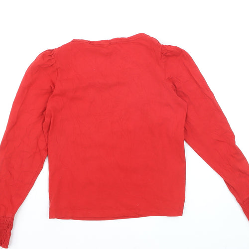 Mango Women's Red Long Sleeve Cotton Basic Blouse XS