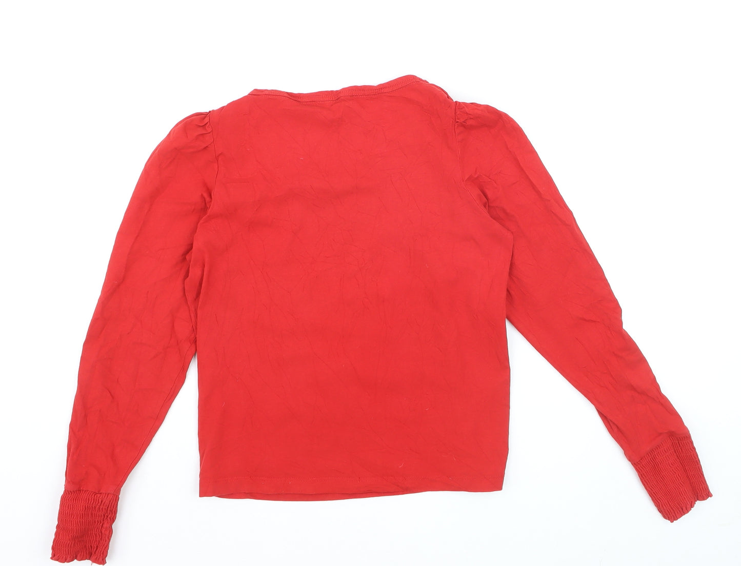 Mango Women's Red Long Sleeve Cotton Basic Blouse XS