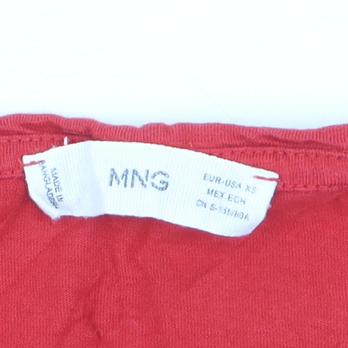 Mango Women's Red Long Sleeve Cotton Basic Blouse XS