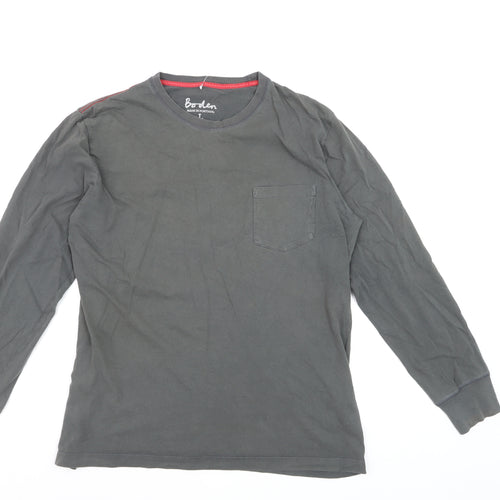 Boden Men's Grey Long Sleeve Cotton Crew Neck T-Shirt L