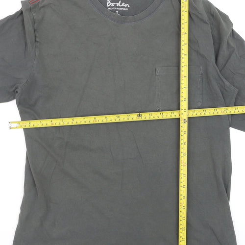 Boden Men's Grey Long Sleeve Cotton Crew Neck T-Shirt L