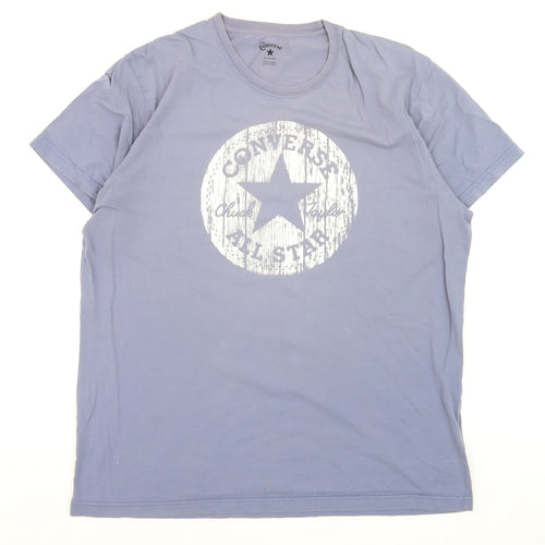 Converse Men's Blue Short Sleeve Crew Neck Graphic T-Shirt XL