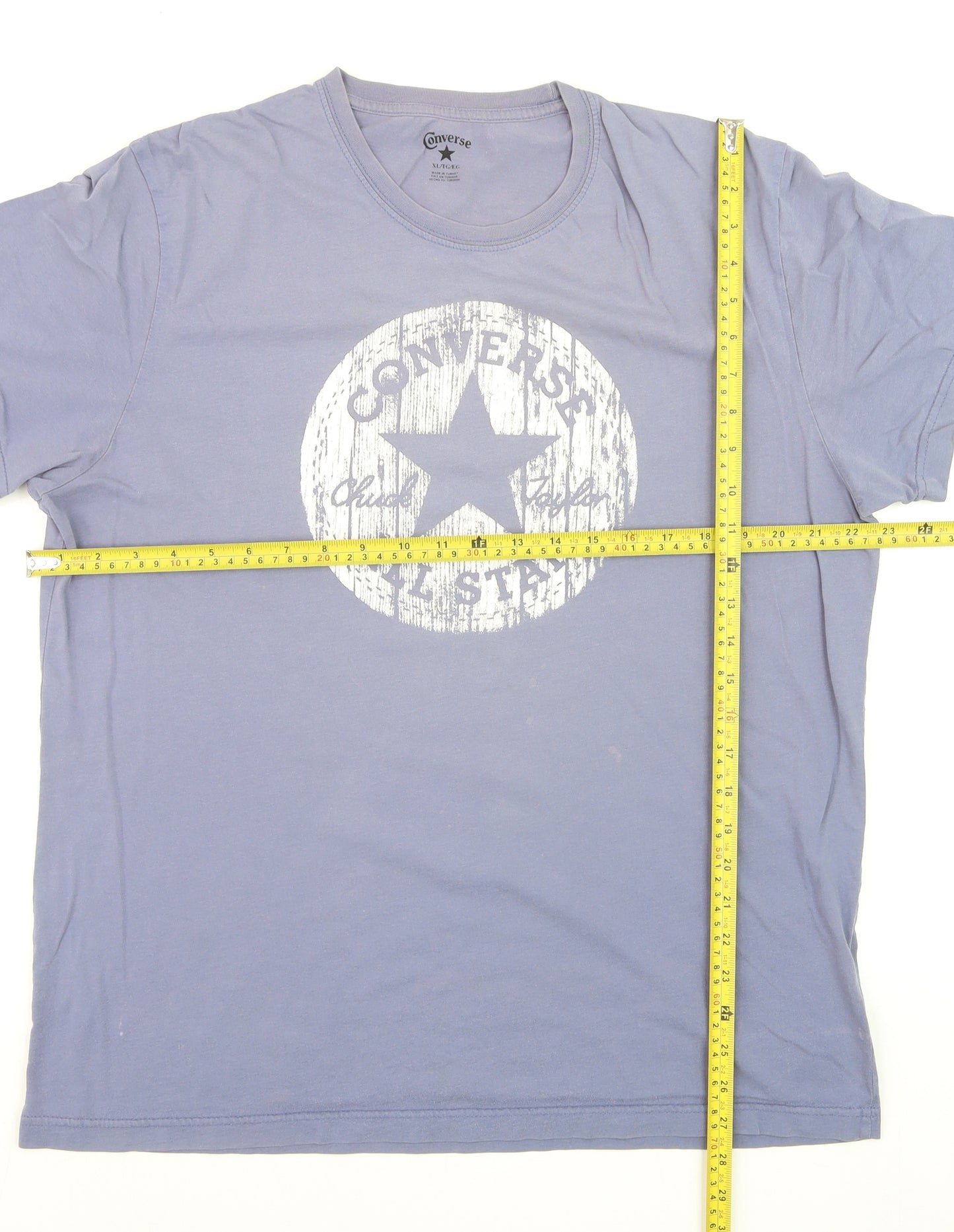 Converse Men's Blue Short Sleeve Crew Neck Graphic T-Shirt XL