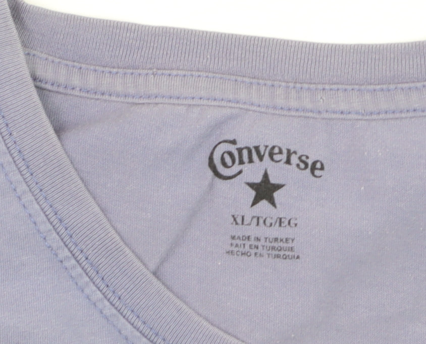 Converse Men's Blue Short Sleeve Crew Neck Graphic T-Shirt XL