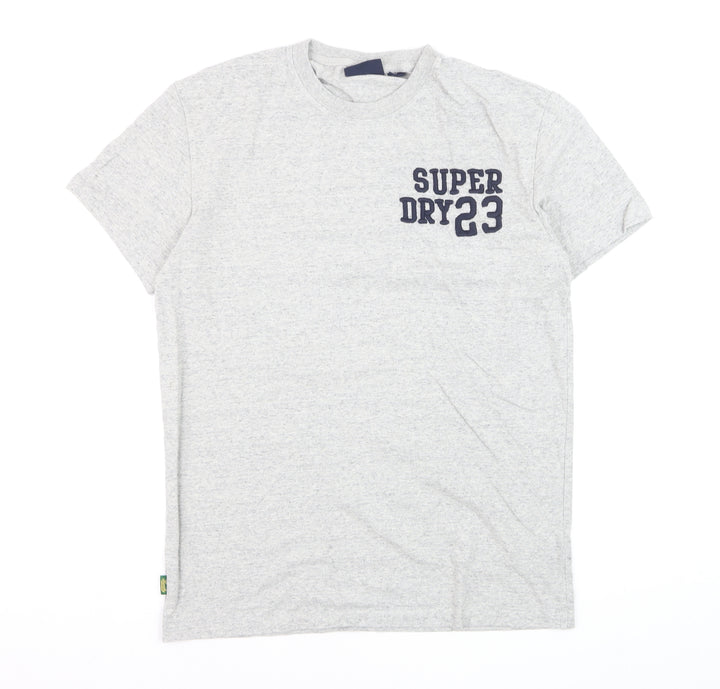 Superdry Men's Grey Crew Neck Cotton Sports T-Shirt Size M