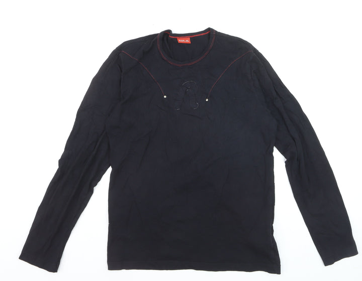 Replay Men’s Black Long Sleeve Cotton Crew Neck Top M