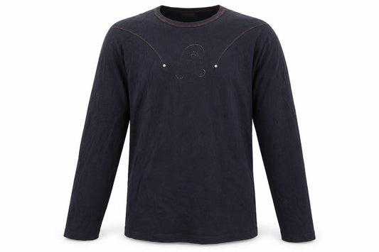 Front view of Replay Men’s Black Long Sleeve Cotton Crew Neck Top M