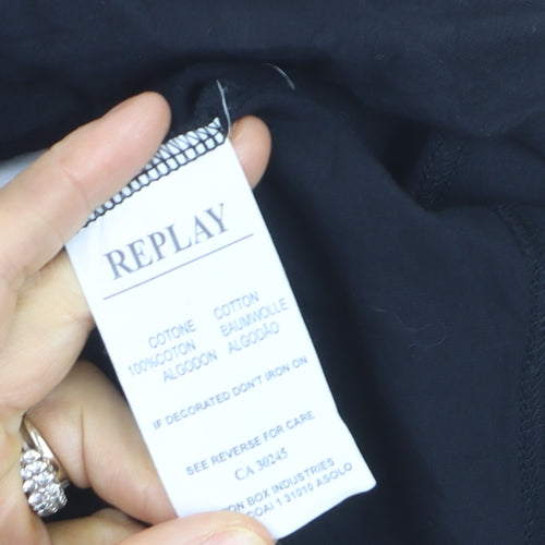 Replay Men’s Black Long Sleeve Cotton Crew Neck Top M