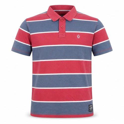 Criminal Damage Men's Multicoloured Striped Cotton Polo Shirt Size L