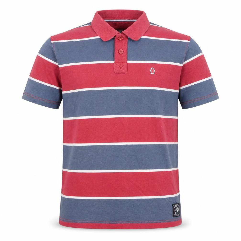 Criminal Damage Men's Multicoloured Striped Cotton Polo Shirt Size L