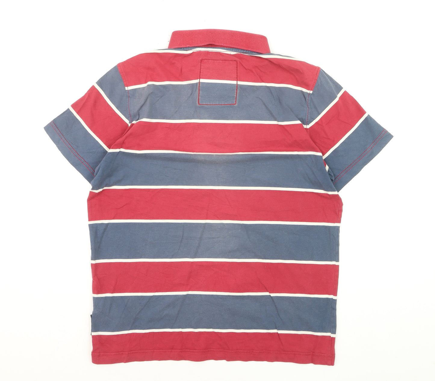 Criminal Damage Men's Multicoloured Striped Cotton Polo Shirt Size L