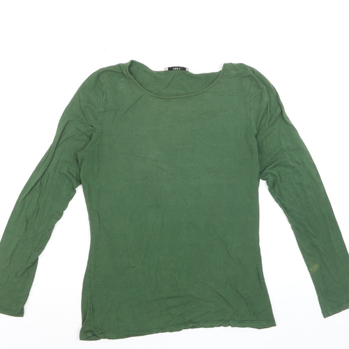 Oasis Women’s Green Long Sleeve Cotton Basic T-Shirt M