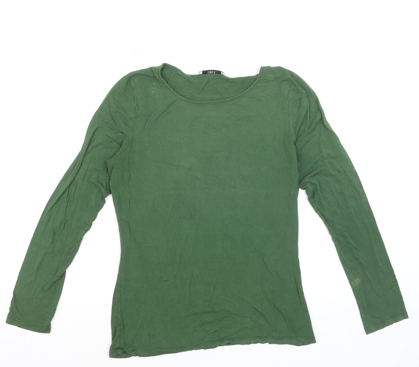 Oasis Women’s Green Long Sleeve Cotton Basic T-Shirt M