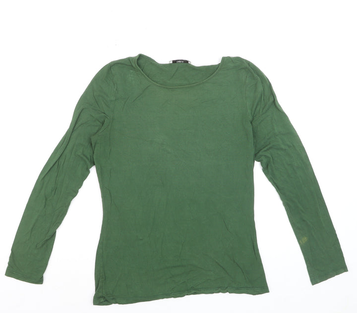 Oasis Women’s Green Long Sleeve Cotton Basic T-Shirt M