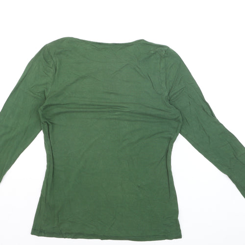 Oasis Women’s Green Long Sleeve Cotton Basic T-Shirt M