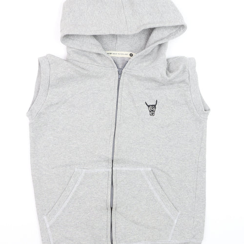 Ushiwear Men’s Grey Sleeveless Full Zip Hoodie S Lightweight