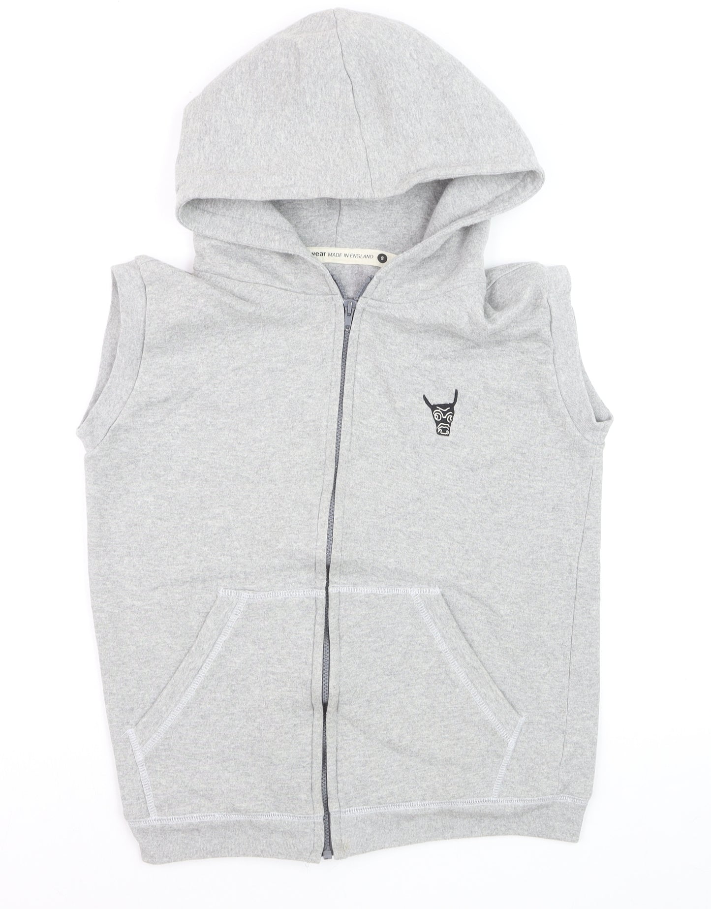 Ushiwear Men’s Grey Sleeveless Full Zip Hoodie S Lightweight