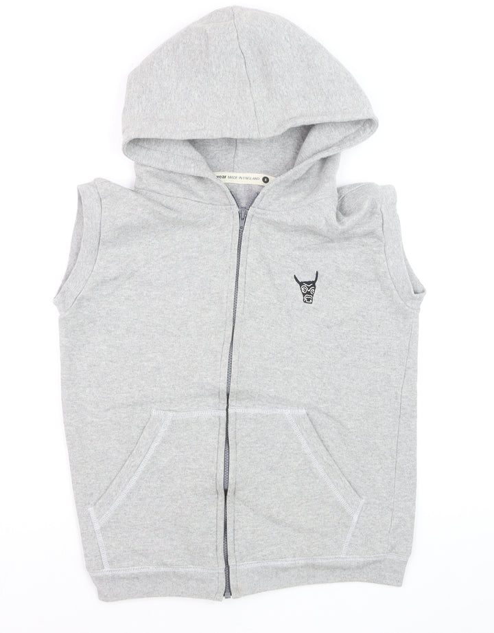 Ushiwear Men’s Grey Sleeveless Full Zip Hoodie S Lightweight