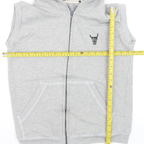 Ushiwear Men’s Grey Sleeveless Full Zip Hoodie S Lightweight